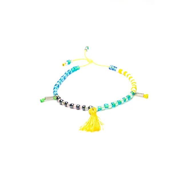 CrisFeather Elys bratara glezna multicolora ciucure galben