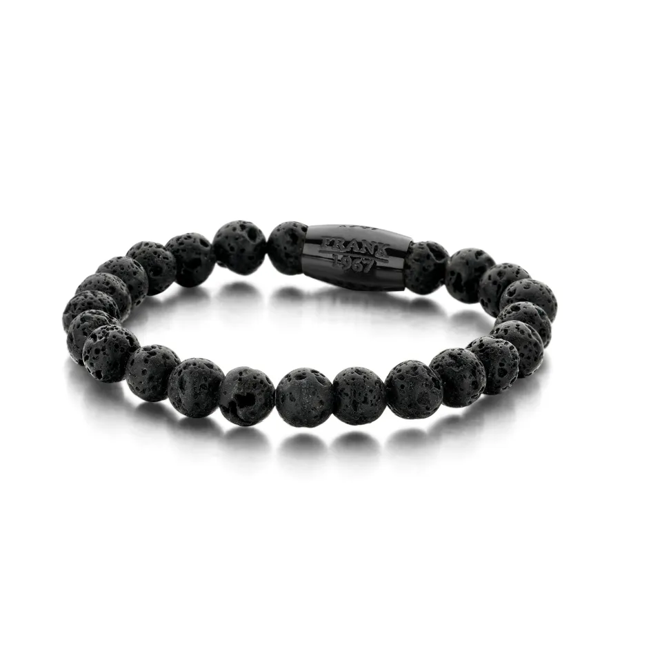 Frank 1967 Lava Stone bratara barbati margele negre 18,5 cm