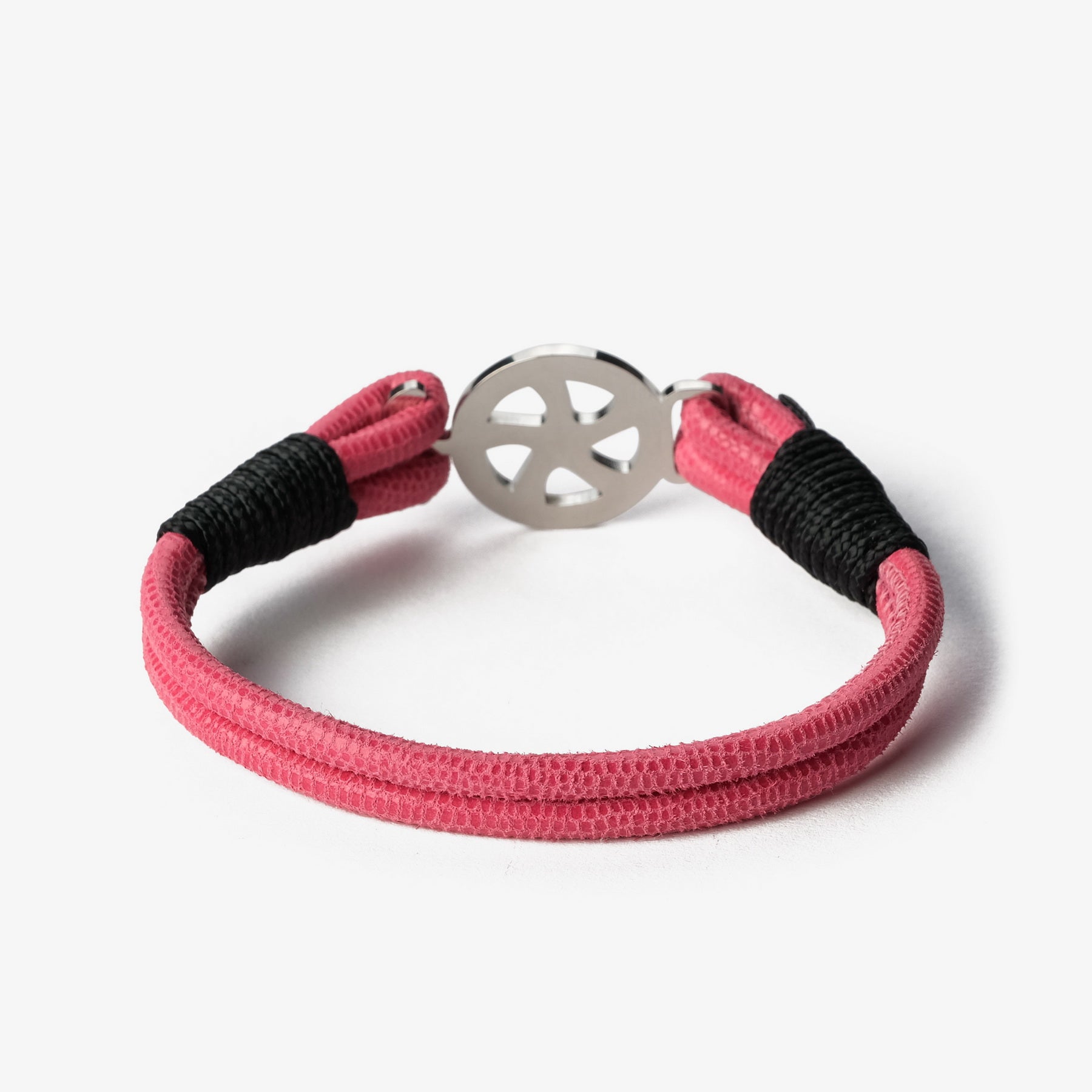 Old Skipper Pink Horizon bratara piele roz-negru ancora