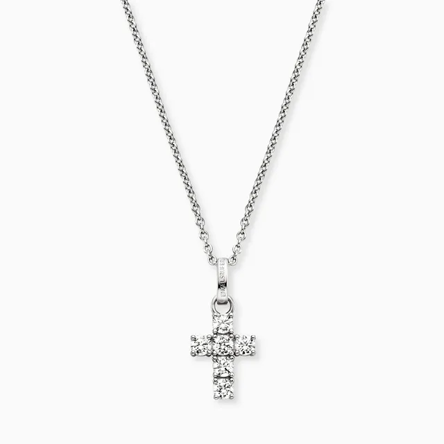 Engelsrufer colier argint cruce cu zirconia reglabil