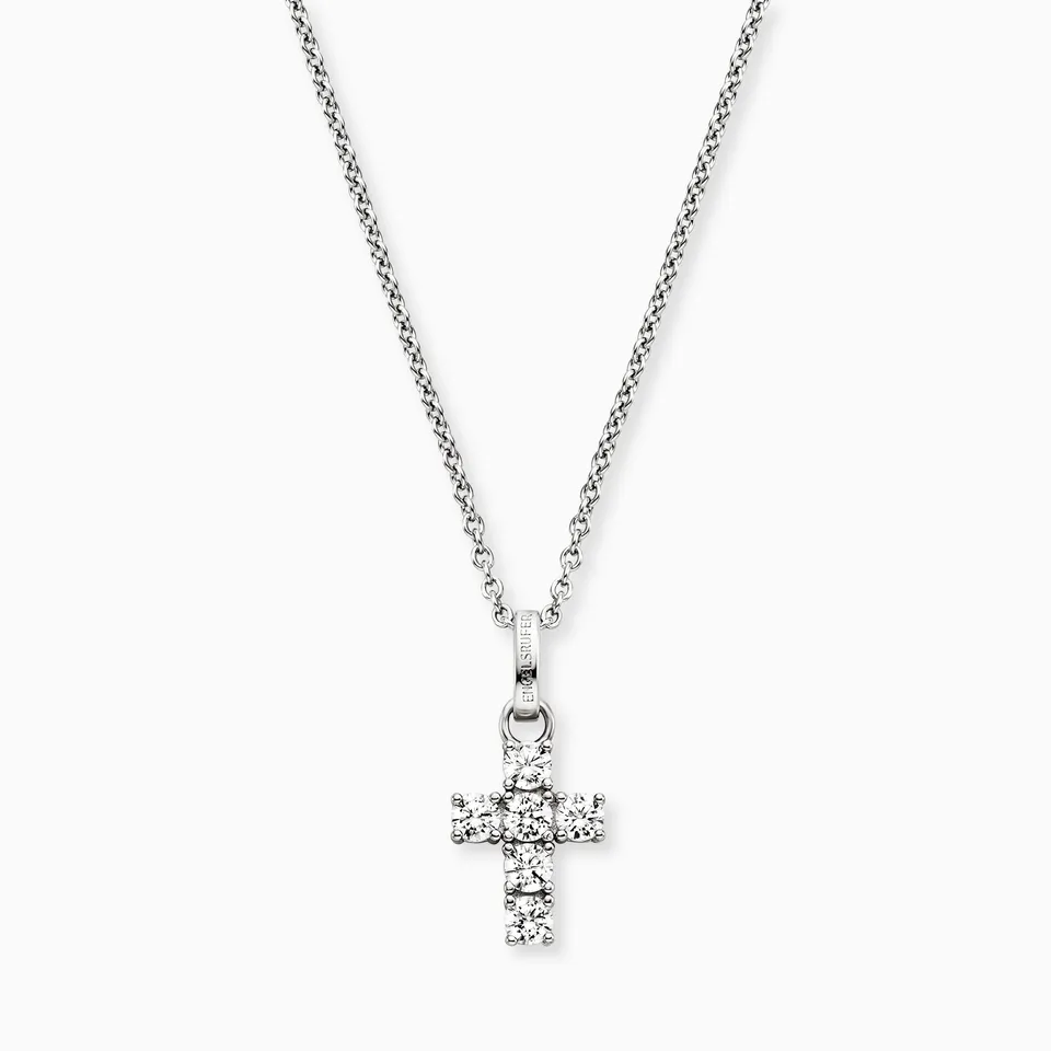 Engelsrufer colier argint cruce cu zirconia reglabil