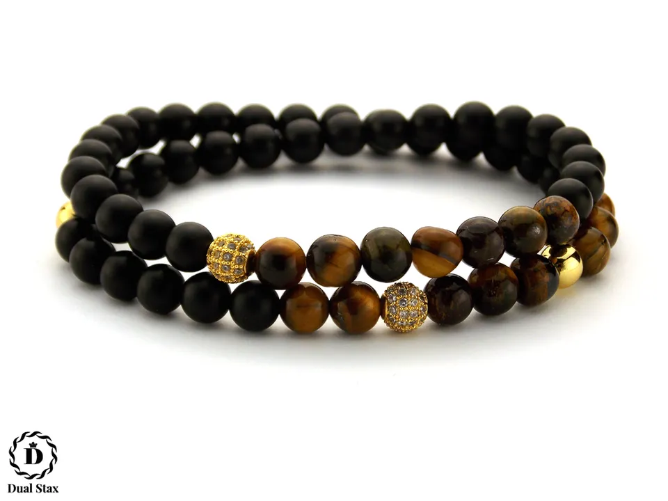 Dualstax No.14 bratara onix mat tiger eye 6mm