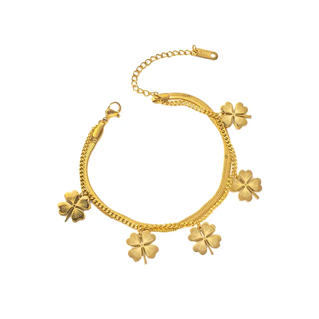 Rafini Clover brățară aurie reglabilă