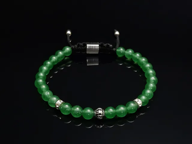 Dualstax Cuarț Verde brățară argint 6mm reglabilă