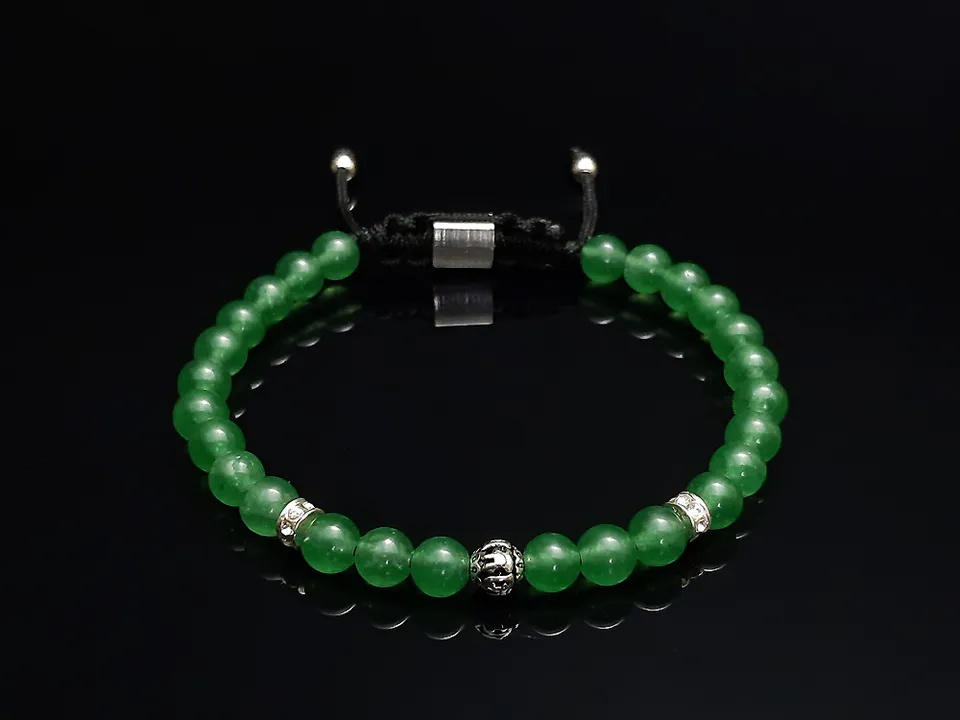 Dualstax Cuarț Verde brățară argint 6mm reglabilă