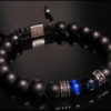 Dualstax Agate Silver brățară agat albastru reglabilă