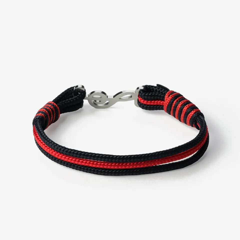 Old Skipper Crimson Nightfall brățară funie negru-roșu S/M