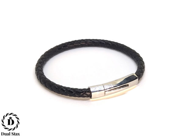 Dualstax Black set bratari piele si lava 8 mm