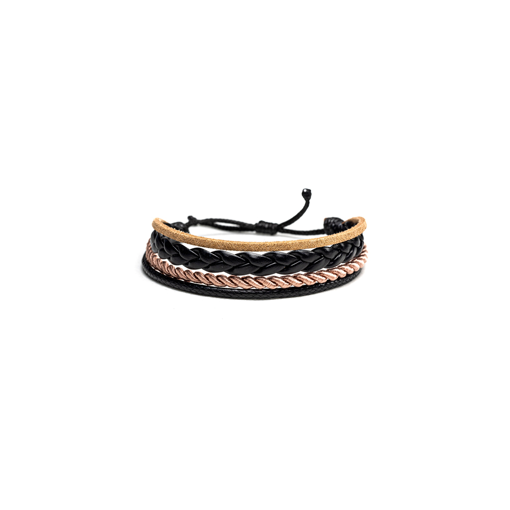 CrisFeather DarkChocolate brățară piele negru-maro auriu