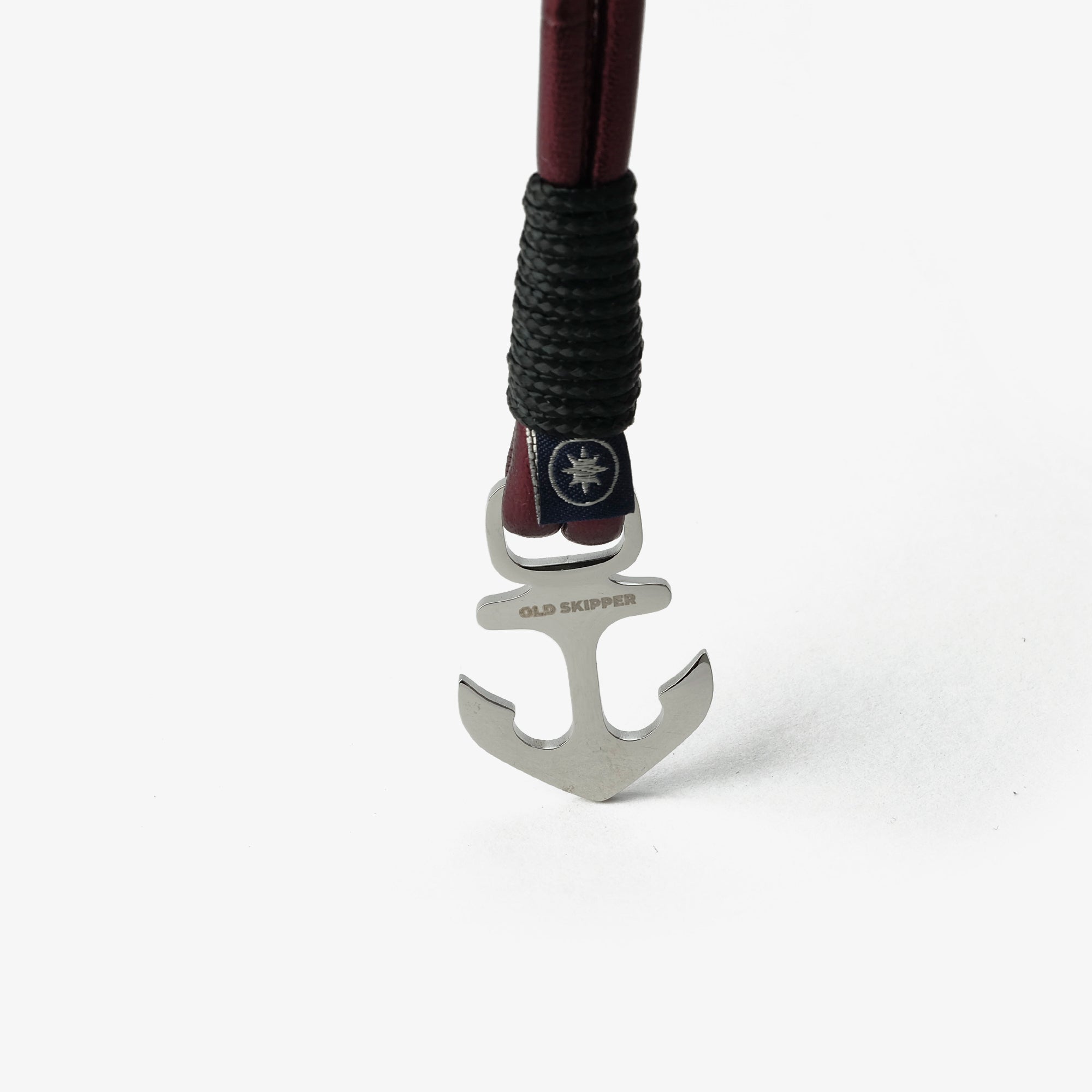 Old Skipper Crimson Tide bratara piele visiniu-negru ancora