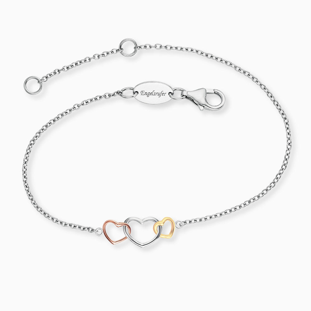 Engelsrufer Herz Tricolor bratara argint trei inimi pastel