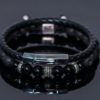 Dualstax Black set bratari piele si lava 8 mm