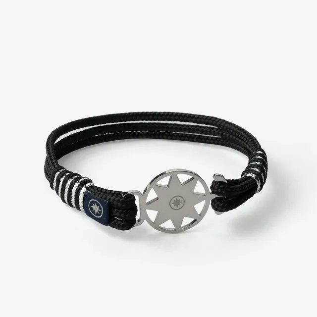 Old Skipper Midnight Cascade bratara snur negru-argintiu