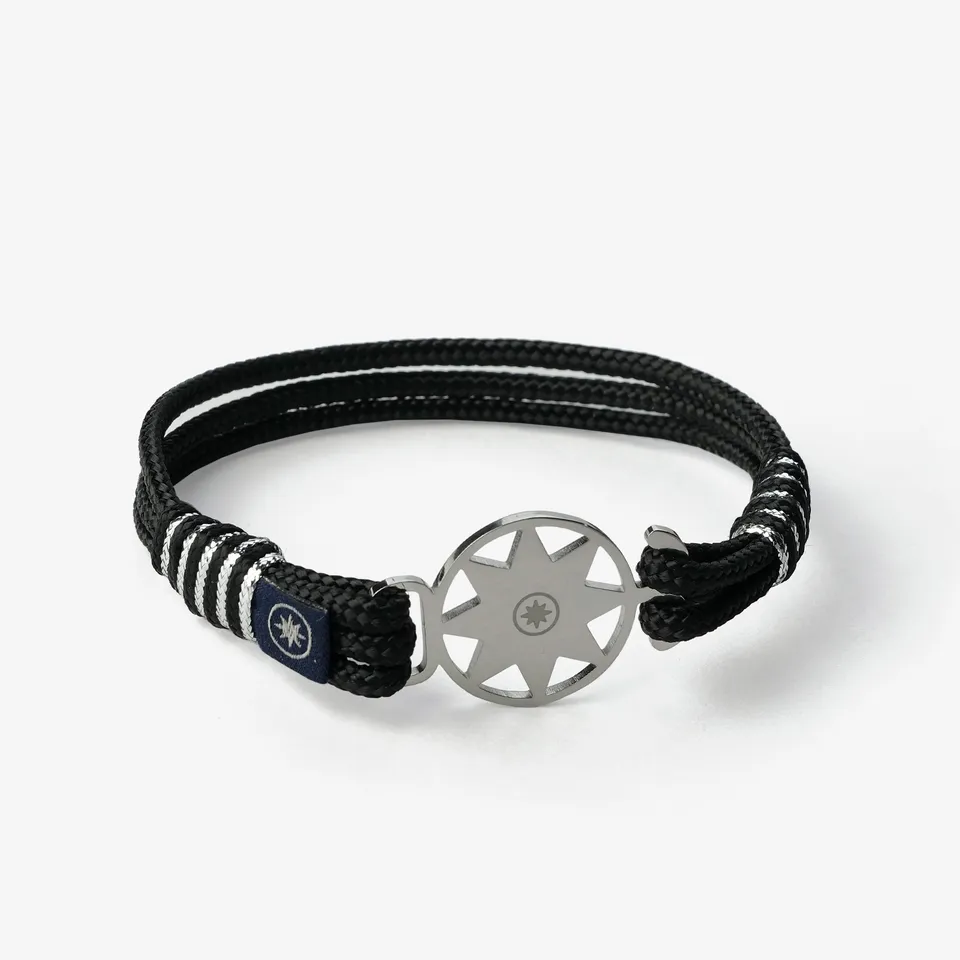 Old Skipper Midnight Cascade bratara snur negru-argintiu