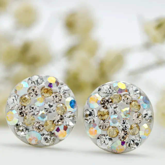 Margeluta.dincristal Chaton Ball Crystal Golden cercei argint 925