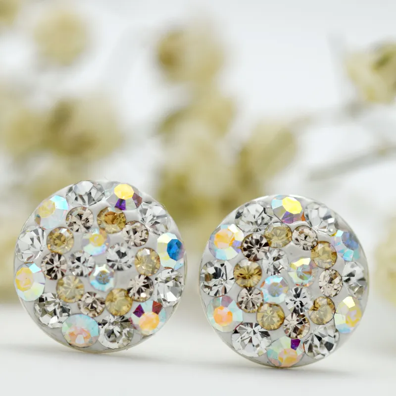 Margeluta.dincristal Chaton Ball Crystal Golden cercei argint 925