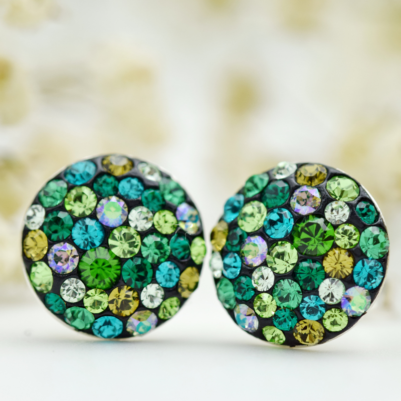 Margeluta.dincristal Big Chaton Ball Green cercei argint 925