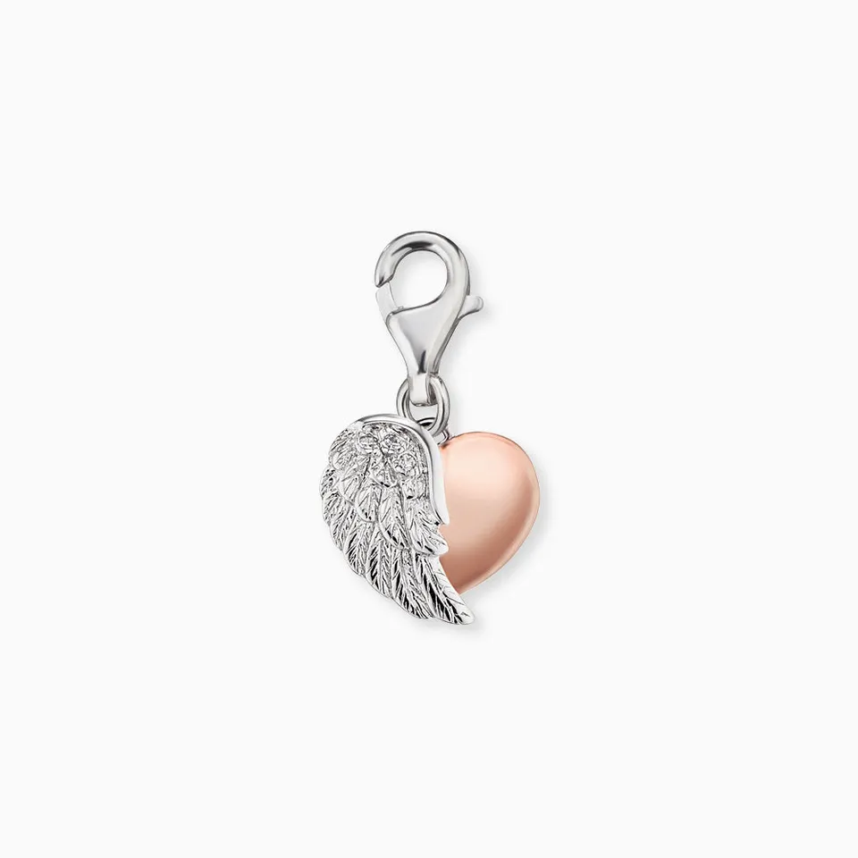 Engelsrufer charm inimă aripi argint bicolor zirconia