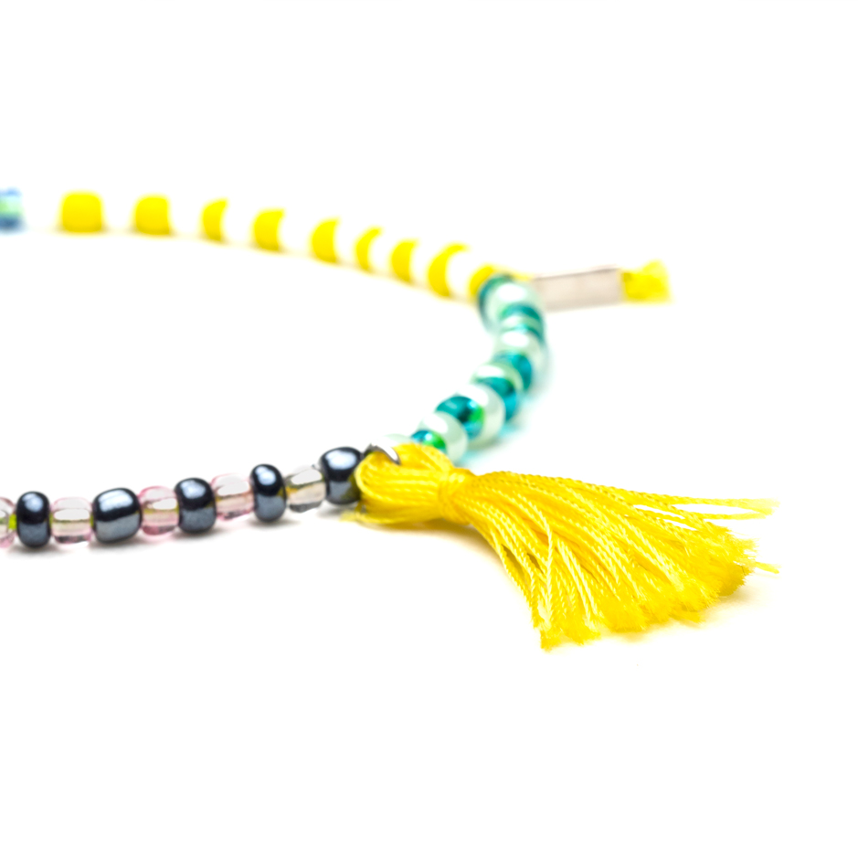 CrisFeather Elys bratara glezna multicolora ciucure galben