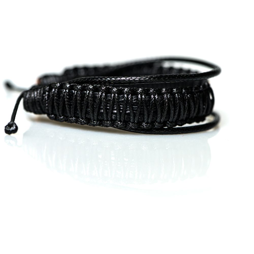 CrisFeather Feather 925 brățară piele neagră unisex