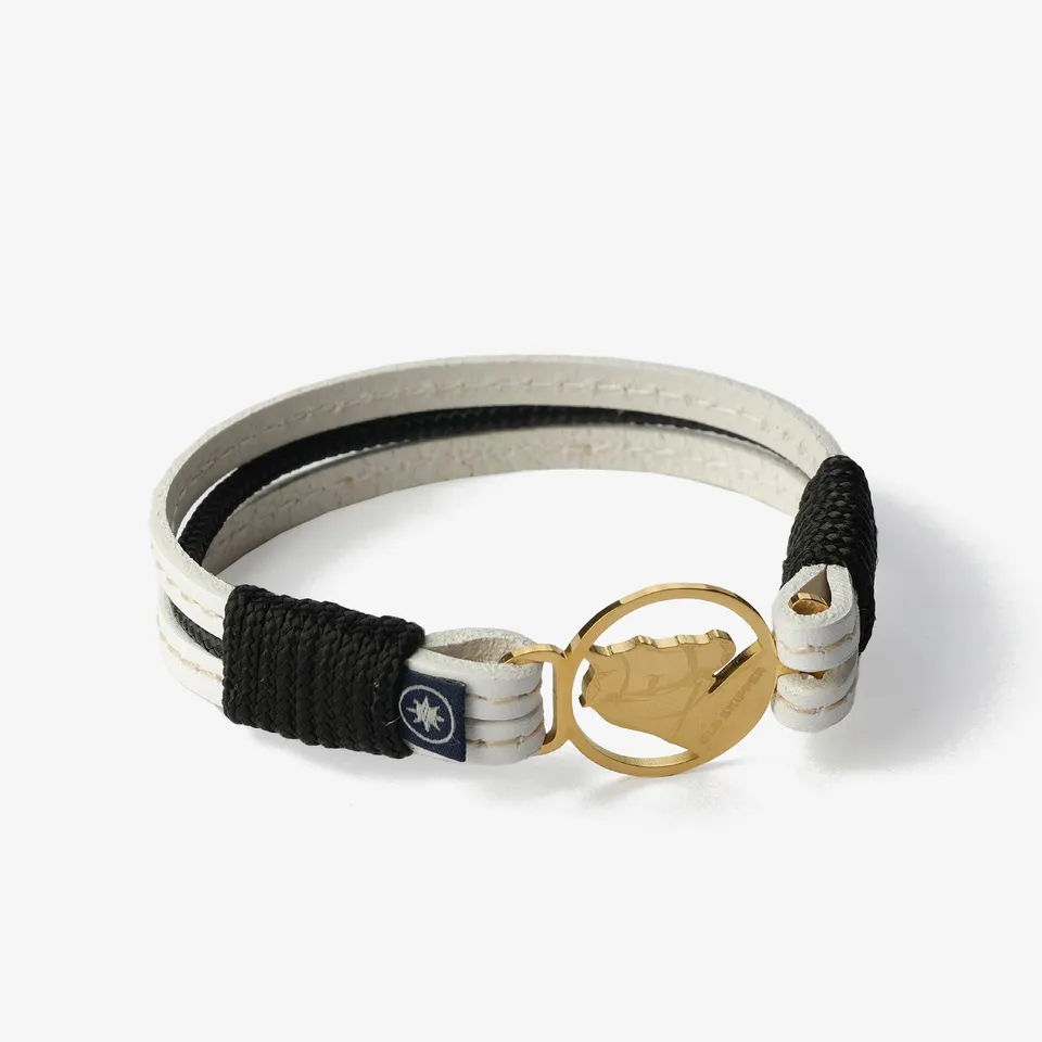 Old Skipper Ivory Luxe brățară piele cal auriu alb