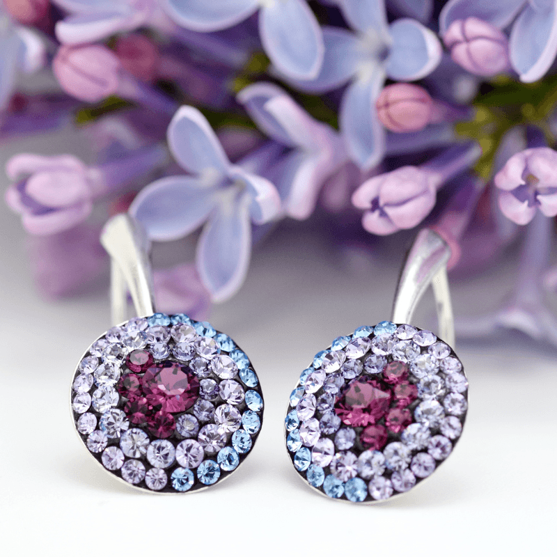 Margeluta.dincristal Chaton Regal Purple cercei argint 925 mov 14 mm