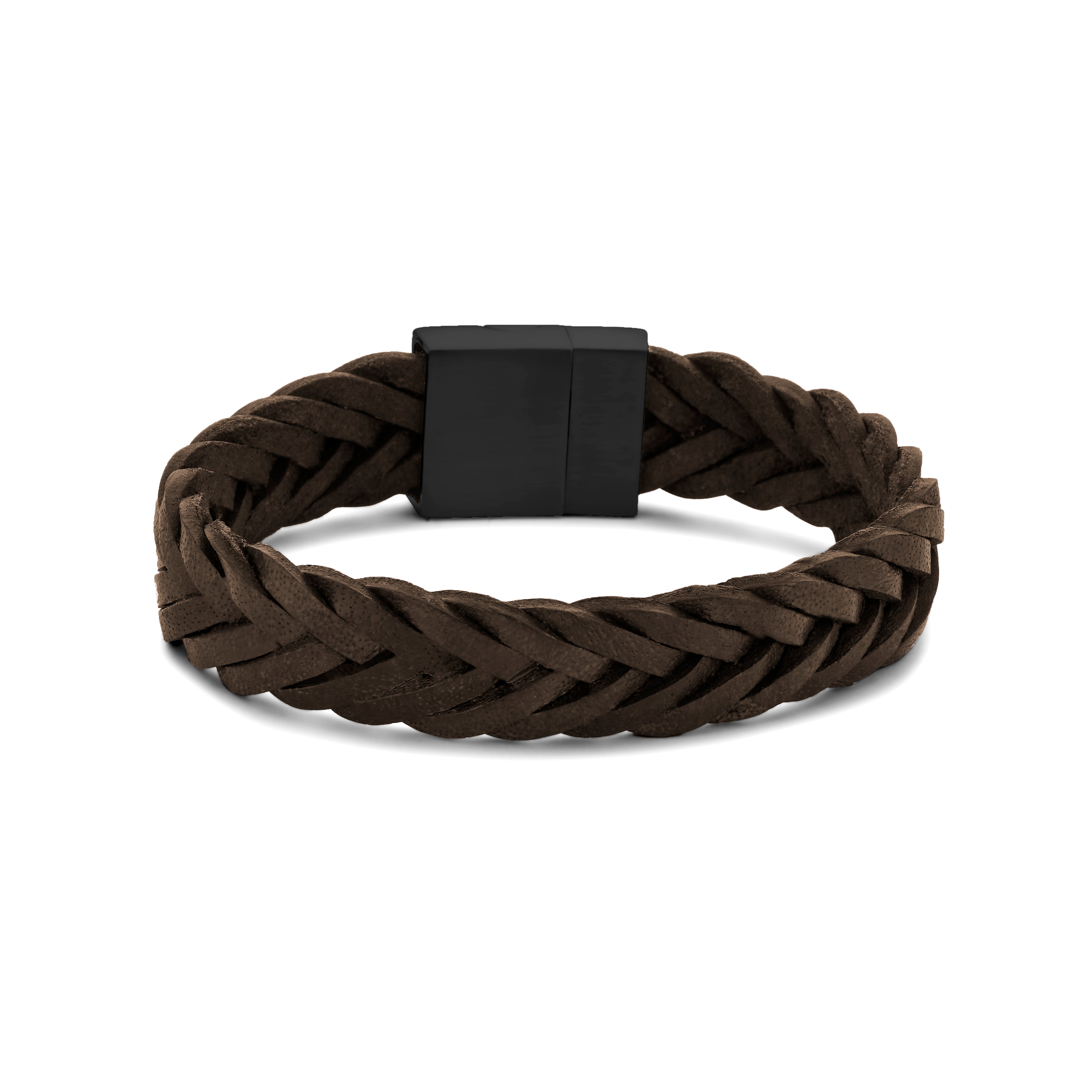 Frank 1967 Flat Rugged bratara piele negru-argintiu