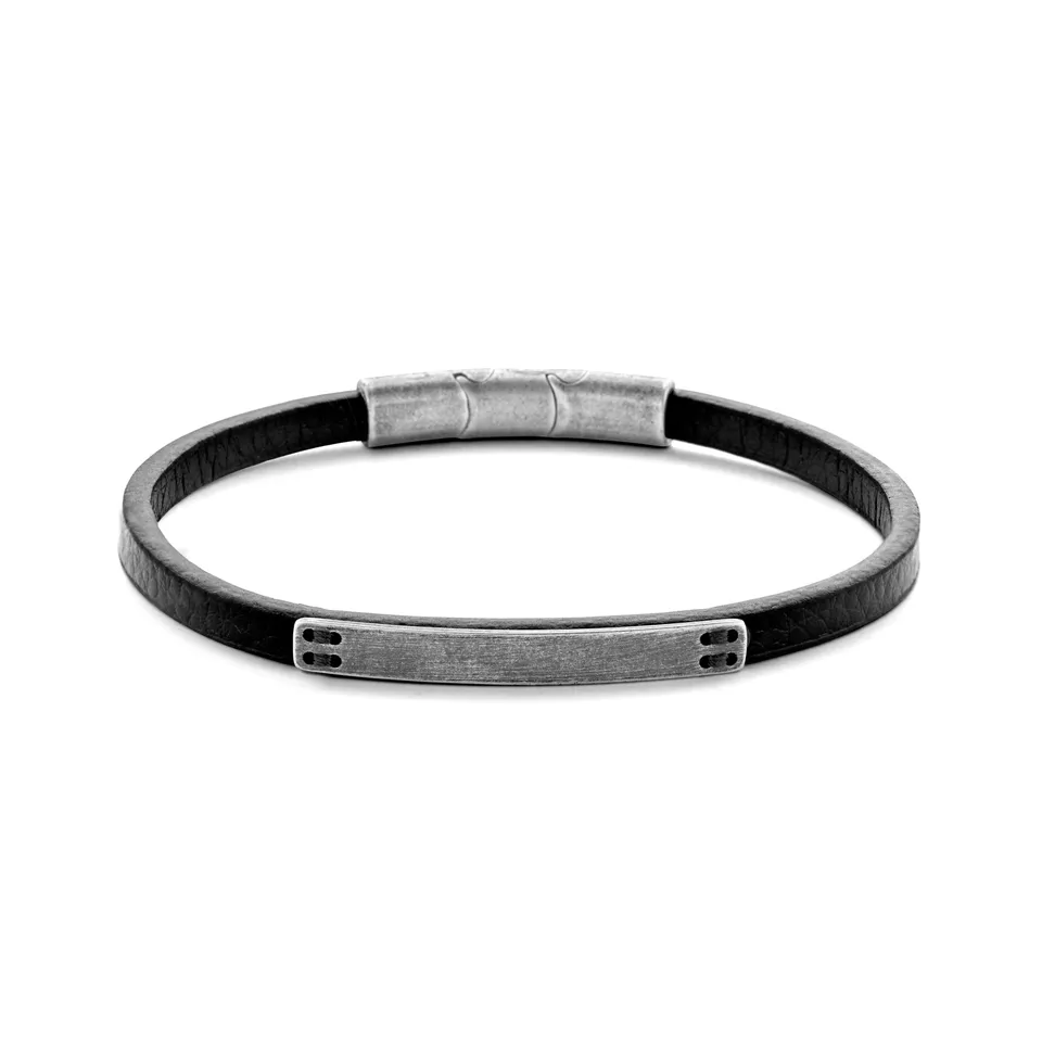Frank 1967 Aged Steel bratara piele neagra otel