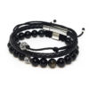 dualstax Black set bratari barbati onix piele snur 3 piese