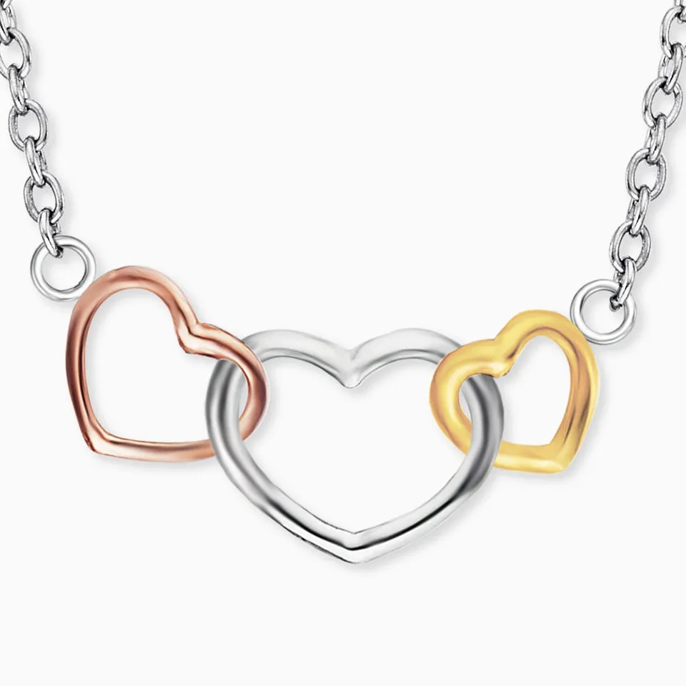 Engelsrufer With Love colier 3 inimi tricolor pastel argint