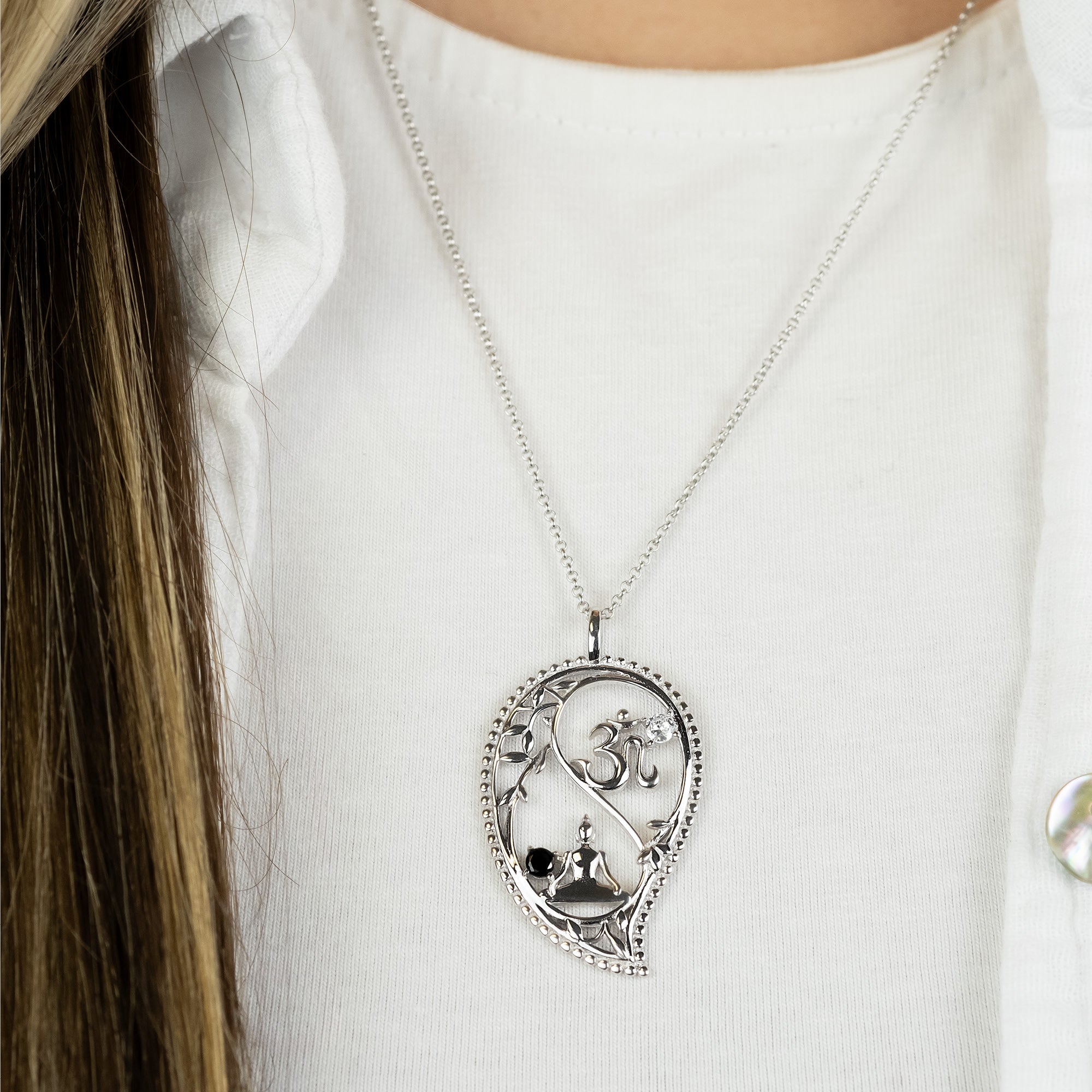 Engelsrufer Yin Yang Drop pandantiv argint zirconia