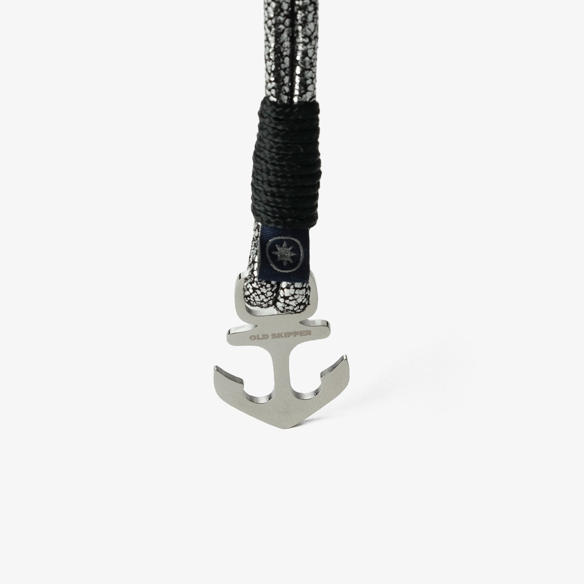Old Skipper Silver Horizon Anchor bratara piele argintie