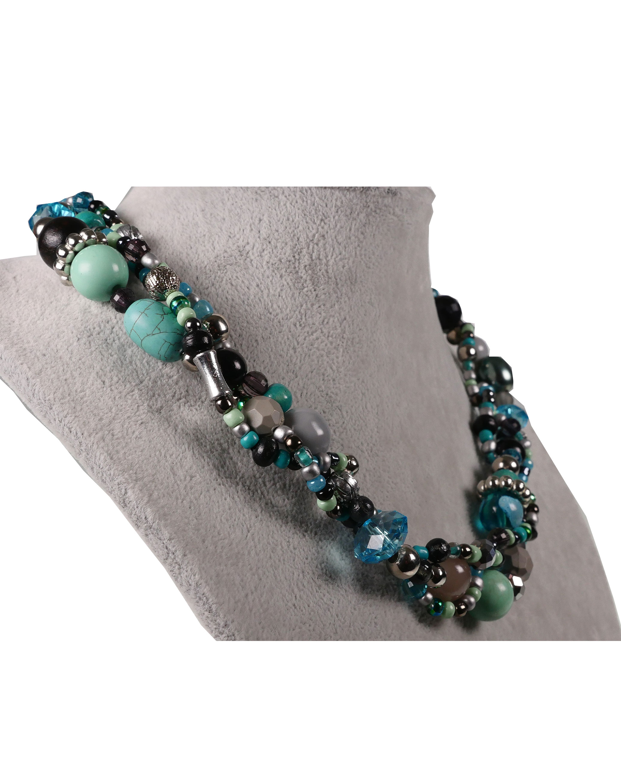 CrisFeather Nature Leda colier turquoise gri negru
