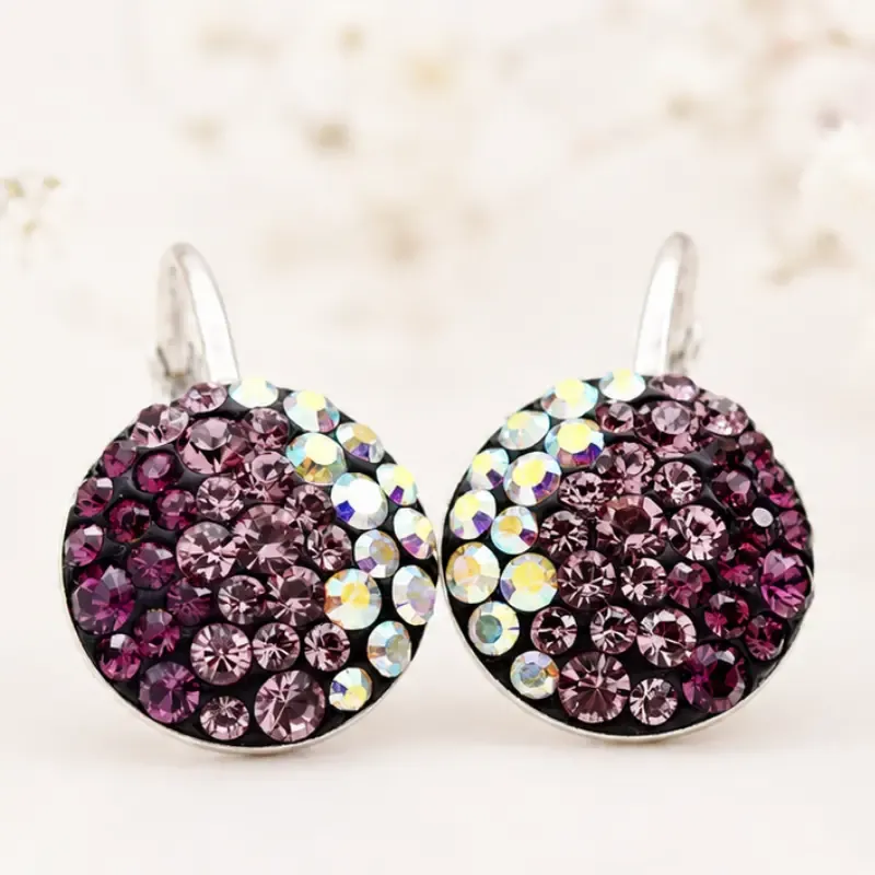 Mărgeluța din Cristal Chaton Ball Amethyst cercei argint 925