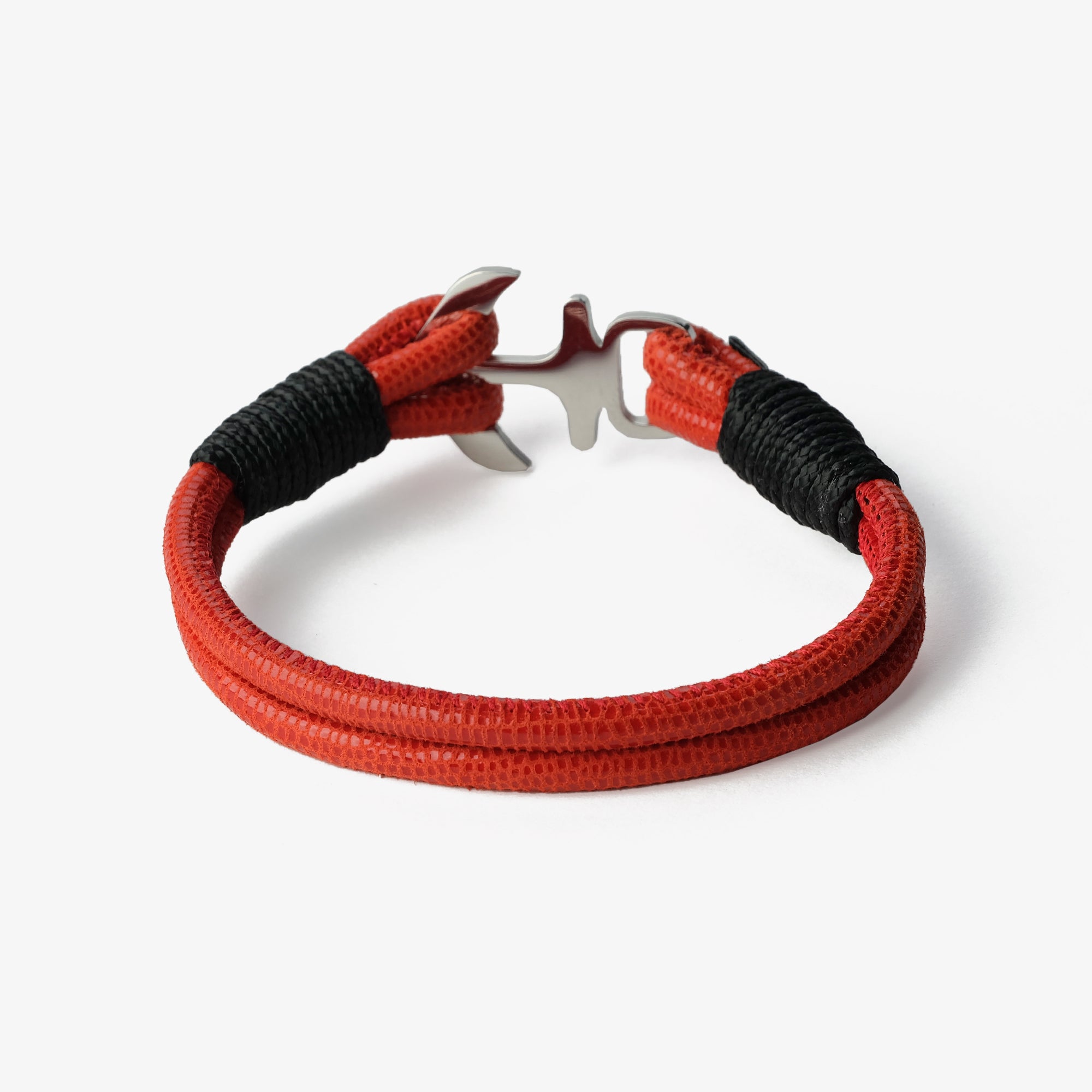 Old Skipper Red Lizzard brățară piele roșie ancoră