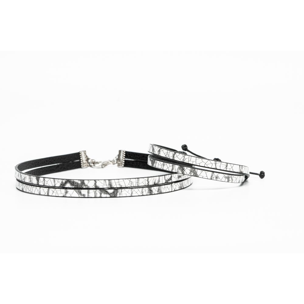 CrisFeather Winter White set choker + brățară negru