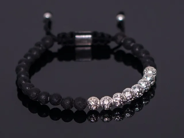 Dualstax Lava Silver 6 brățară lavă rodiu 6mm