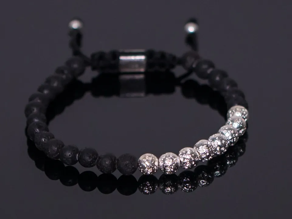 Dualstax Lava Silver 6 brățară lavă rodiu 6mm