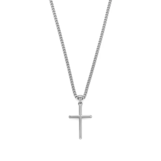 Frank 1967 Cross colier cruce argintiu oțel