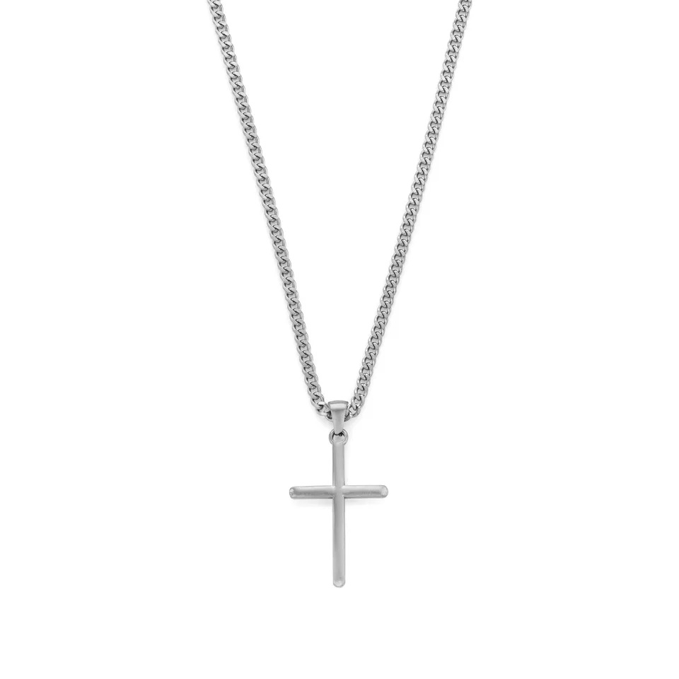Frank 1967 Cross colier cruce argintiu oțel