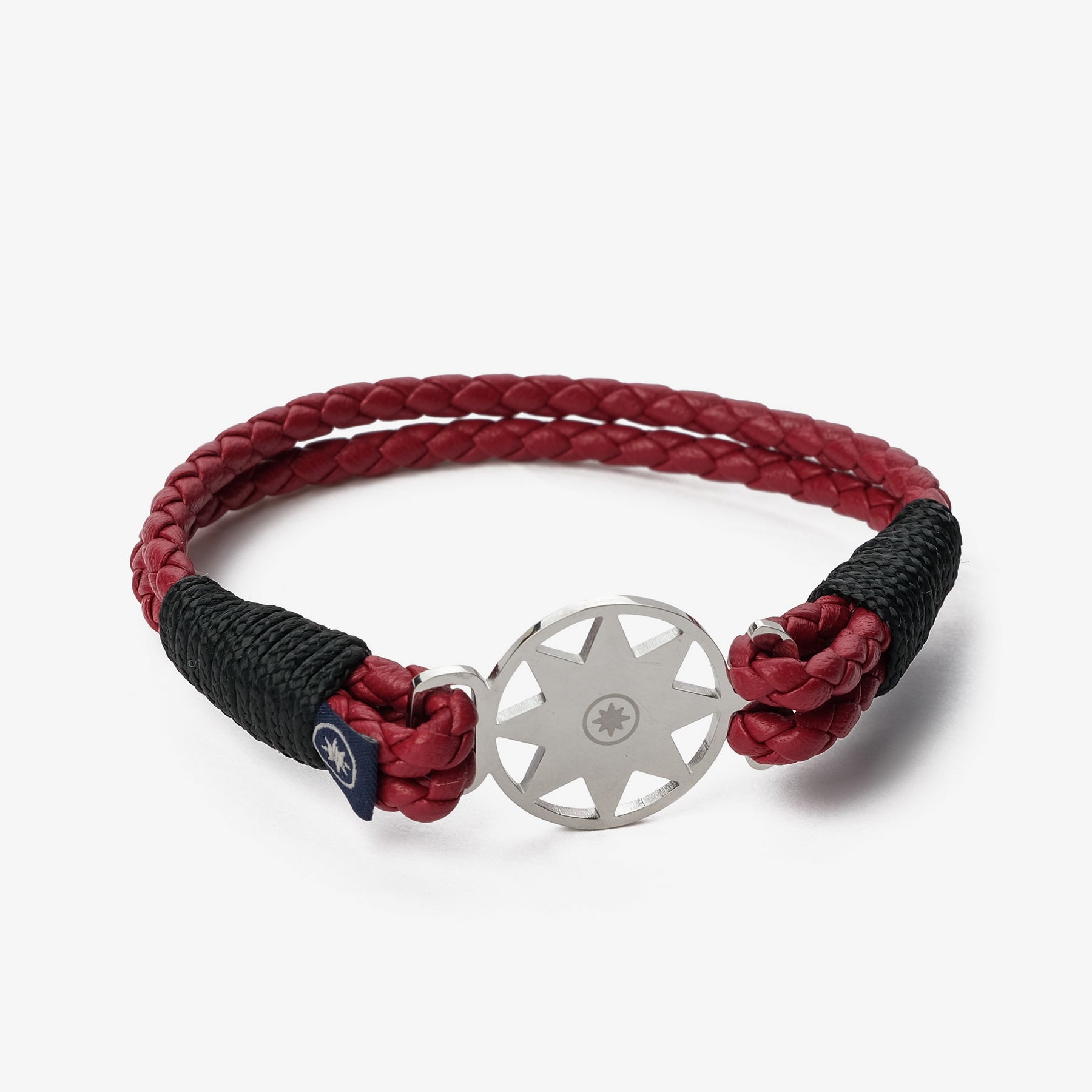 Old Skipper Crimson Waves bratara piele rosu inchis ancora