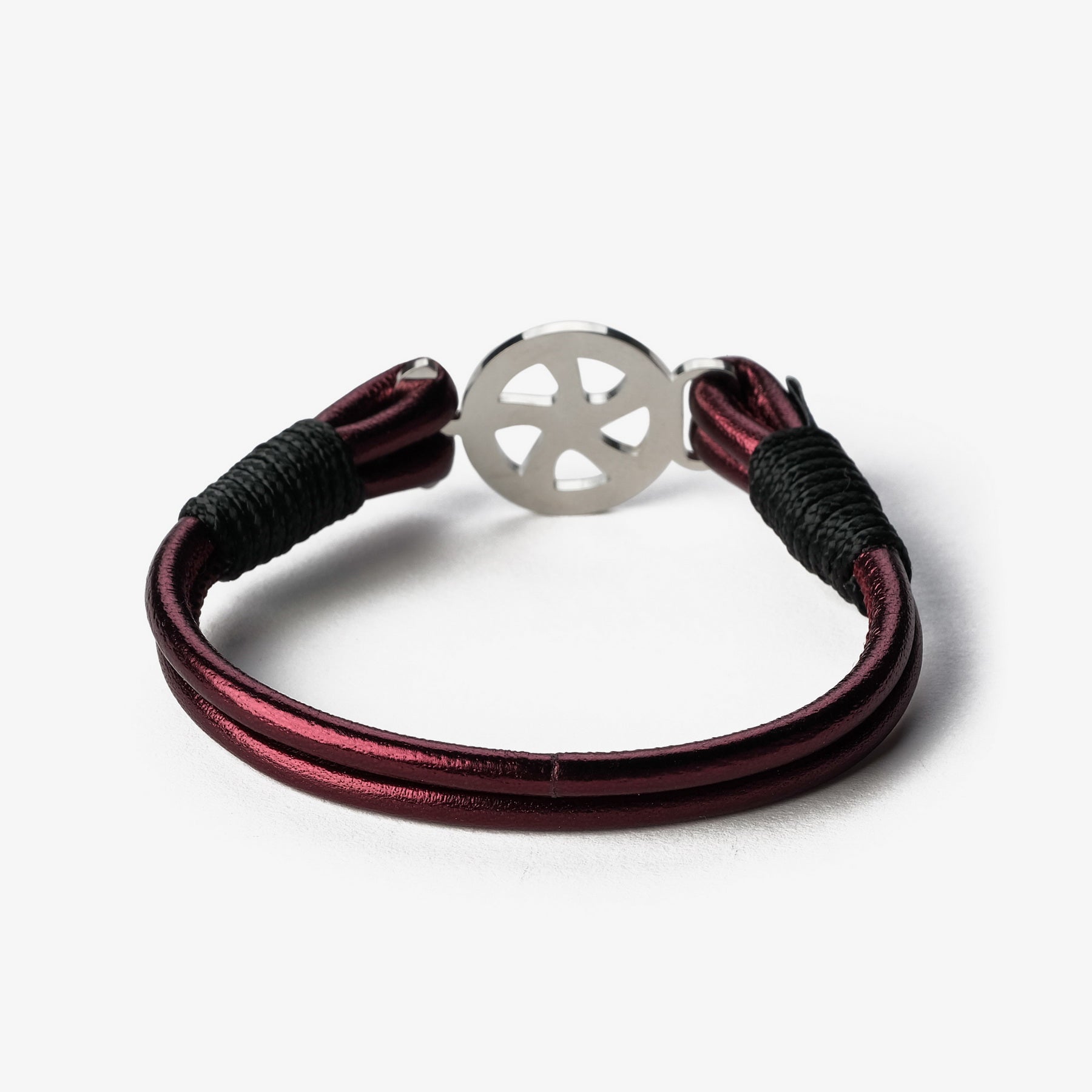 Old Skipper Crimson Tide bratara piele visiniu-negru ancora