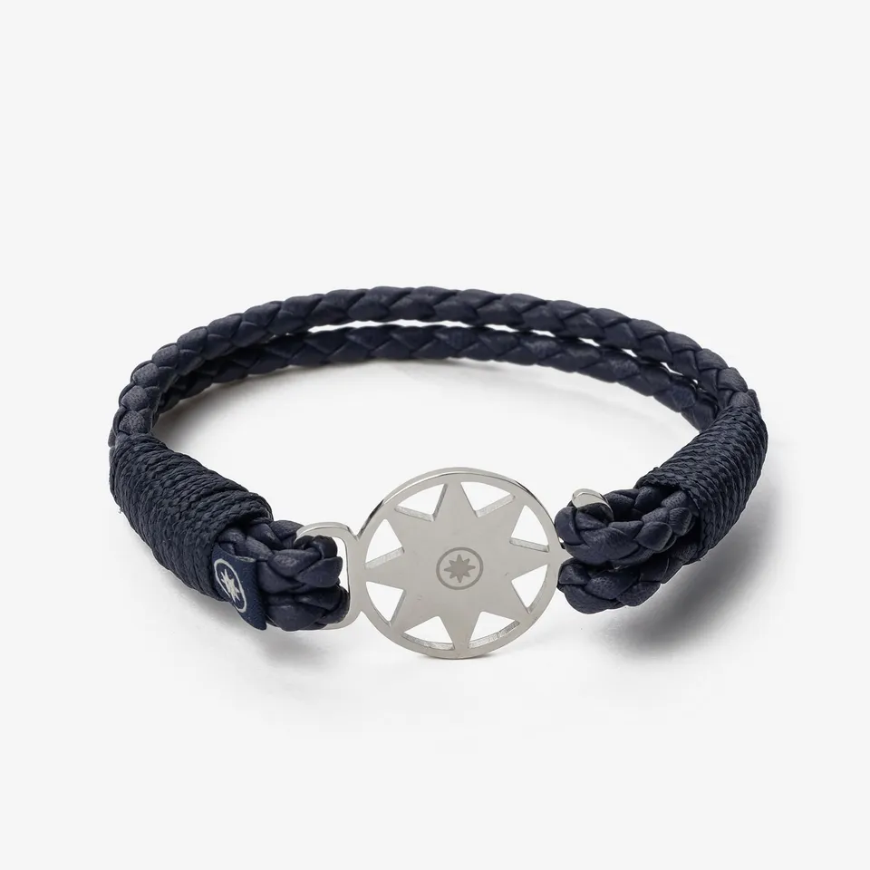 Old Skipper Deep Sea brățară piele bleumarin stea nordului
