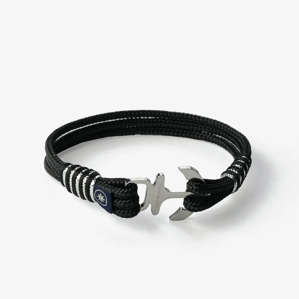 Old Skipper Midnight Cascade bratara negru-argintiu